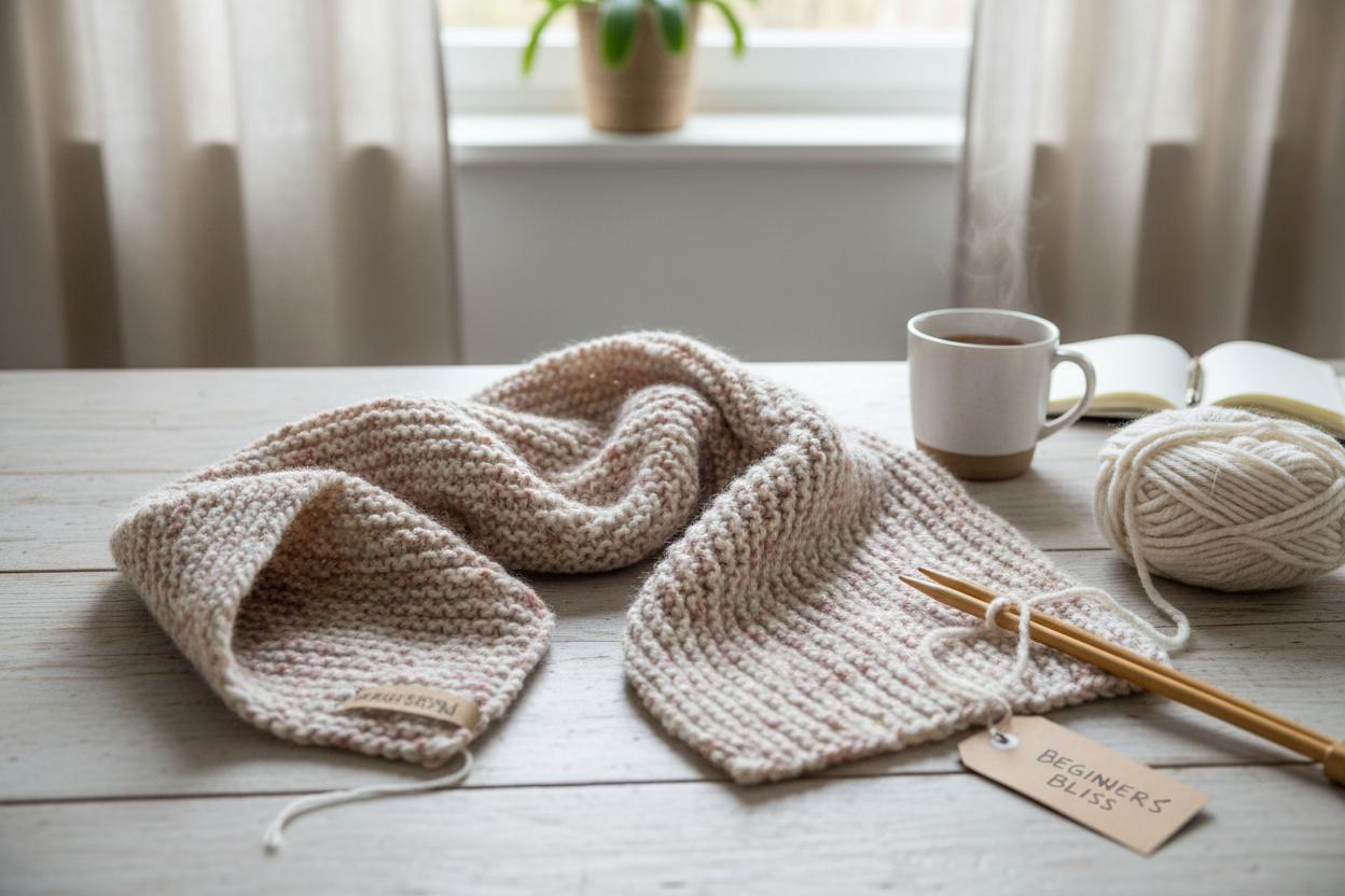 Lær at strikke med dette enkle og hyggelige halstørklæde – en af de absolut bedste projekter for nybegyndere. Opskriften er skabt til at være overskuelig, nem at følge og giver et smukt resultat, selv hvis du aldrig har haft strikkepinde i hænderne før.

Dette halstørklæde strikkes frem og tilbage på klassiske strikkepinde i den mest grundlæggende teknik: retstrik. Det betyder, at du kun skal lære én maske for at komme i gang. Resultatet er et blødt, varmt og tidløst halstørklæde, der passer til både børn o